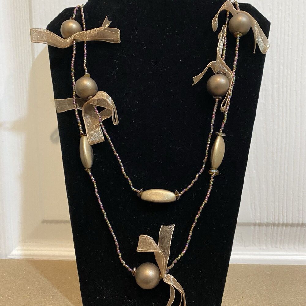 Plastic Bead Multicolor Long Strand Boho Necklace 62 in Long Elegant Fall/winter